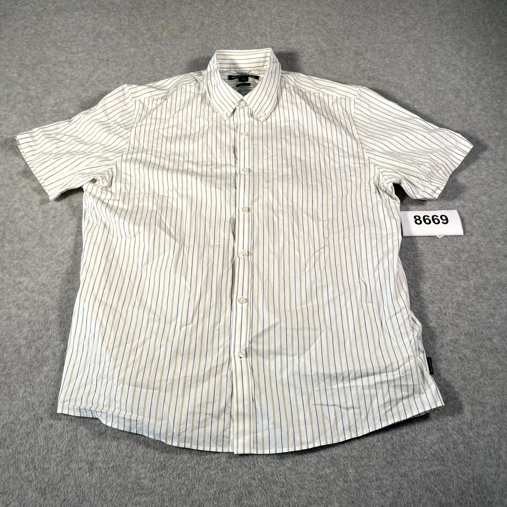 Michael Kors Shirt Mens XL White Striped Slim Fit Collared Button Down Casual